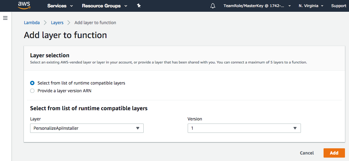 Lambda Function Layer Add.